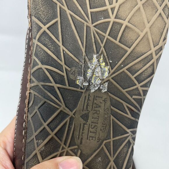 Spring Step L’Artiste Brown Slip-On Leather Shoes Women’s Size 41 Floral Cutout - Picture 9 of 11